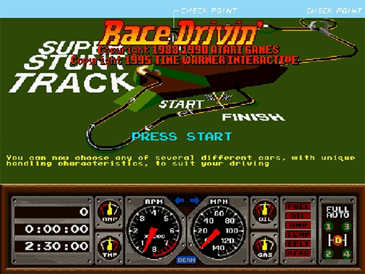 Race Drivin' title screen for Sega Saturn